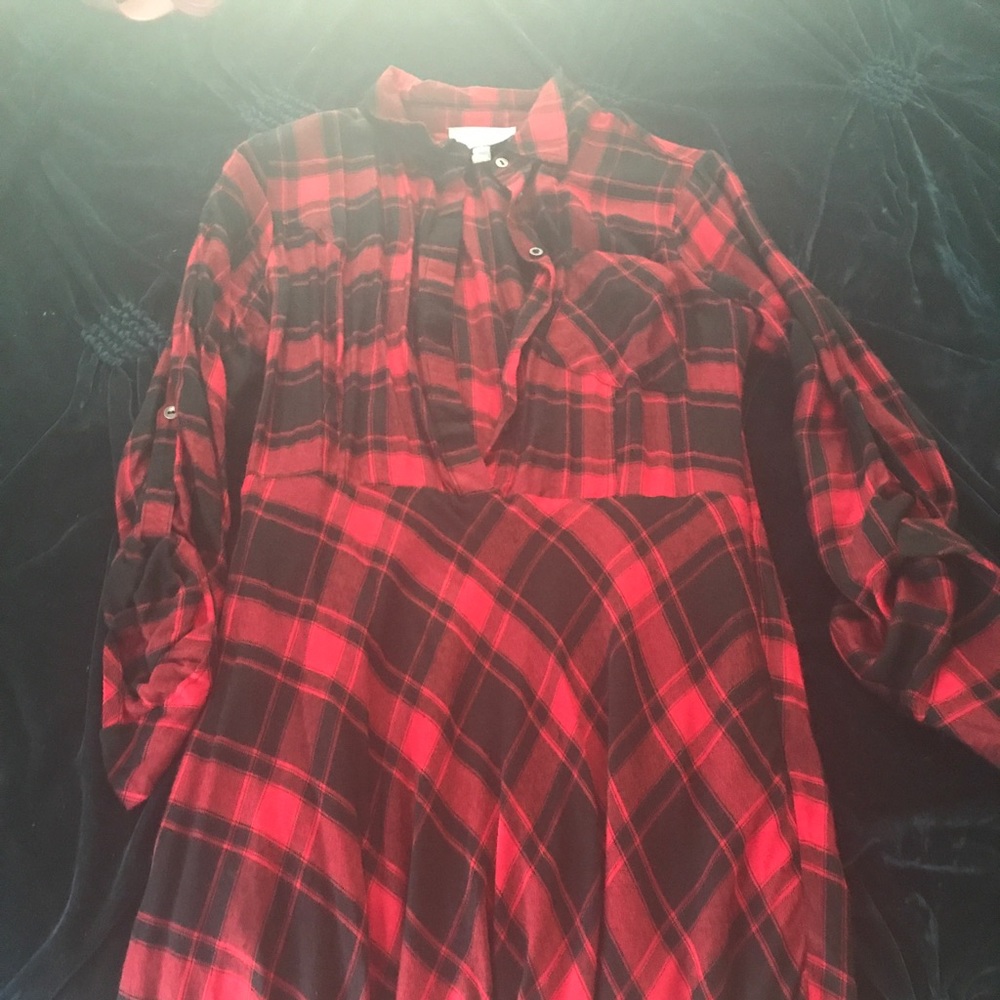 Red and black plaid dress. Size small
